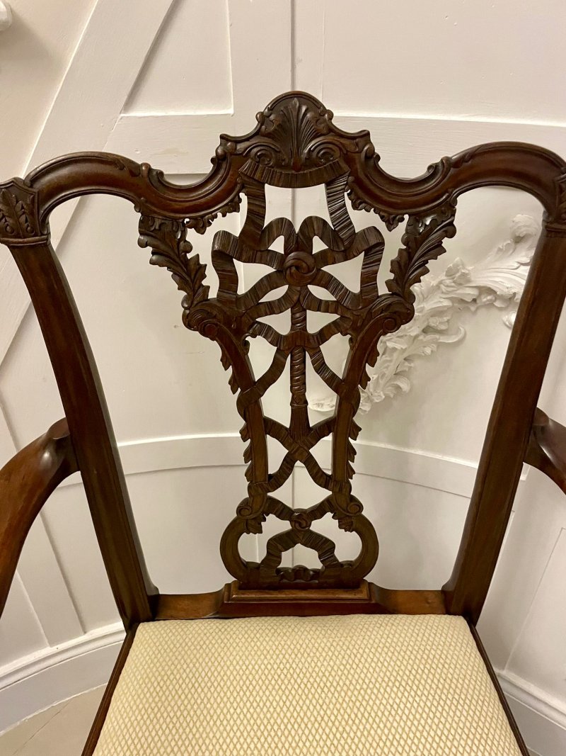 Outstanding Quality Antique Victorian Carved Mahogany Desk Chair - Image 12